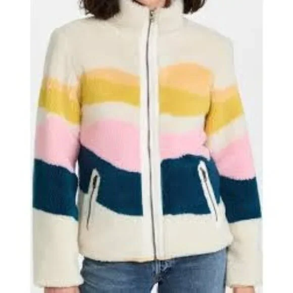 Faherty Women's Multicolor Sun and Wave Faux Sherpa Full Zip Size Xsmall 2980 - Picture 9 of 16